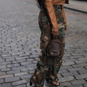 Pantalones Cargo de Camuflaje para Mujer, Cintura Alta, Pierna Ancha, Estilo Militar, Moda Urbana - Product Image 3