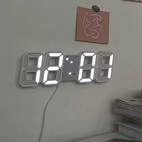 Jam Digital & Analog-Digital 3D LED Jam Dinding Digital, Lampu Meja Modern Bertenaga USB Jam Elektronik untuk Dekorasi Rumah