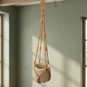 Colgador de Plantas de Madera Natural Ecológico con Cuentas, Tamaño Personalizado de 6-12 Pulgadas, Soporte para Macetas para Colgar Flores/Plantas - Product Image 3