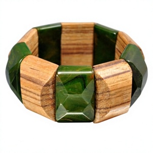Resin and Wood New Bracelets Geometric <b>Jade</b> Premium Unique Acrylic Fashion Unisex Vintage Style Fashion <b>Bangle</b> Wedding Parties - Product Image 1