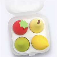 WELLFLYER MASP-315 Éponge de Maquillage 4 Pièces/Boîte – Adorable Éponge Cosmétique Fruitée pour Fond de Teint, Crème, Anti-cernes, Poudre et Maquillage du Visage