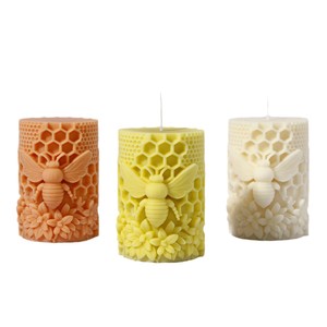 Bee Honeycomb Cylindrical Relief Candle Mold For DIY Candle Making Home Decor Aromatherapy Silicone Mold Pillar Shape - Product Image 4
