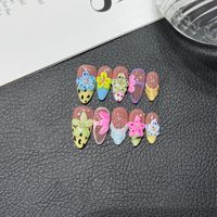 Uñas Postizas de Primavera y Verano, Serie de Colores Claros, Relieve 3D, Flores Sintéticas Brillantes, Hechas a Mano, de Alta Calidad