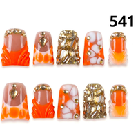 Faux Ongles Press-On Faits Main 671-675 Couleurs Fleurs Canard, 10 Pièces, Styles de Design Uniques pour Doigts