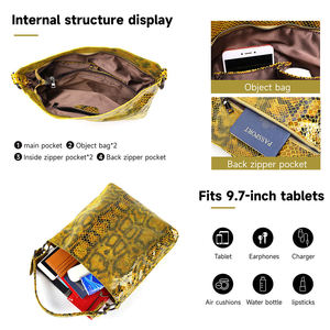 Sac fourre-tout à bandoulière Hobo en cuir véritable de couleur unie pour femmes avec poche pour tablette de 9.7 pouces Design de luxe - Product Image 4