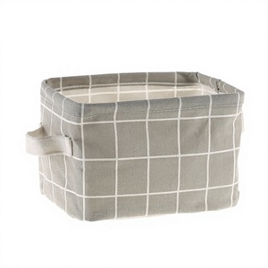 Cesta de Almacenamiento Plegable Rectangular de Tela con Asa, Caja de Almacenamiento Impermeable de Algodón y Lino para Escritorio - Product Image 4
