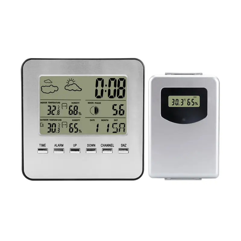 Weather Forecast Station Clock Indoor And Outdoor Lcd Multi-function Desktop Clock Digital Thermohygrometer Clock