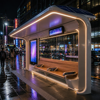 Nouveaux abris de bus intelligents à énergie renouvelable, sièges LED à énergie solaire avec recharge sans fil, cadre en alliage d'aluminium, écologiques et durables