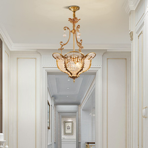 Entrada barroca francesa Nido de Pájaros lámparas de cristal decorativas latón recepción escritorio colgante luz Vintage pasillo lámpara colgante - Product Image 2