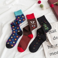Chaussettes longues chaudes et confortables pour l'hiver, à pois et à motifs de Noël, pour femmes