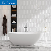 Baignoire ovale autoportante de luxe au design moderne en pierre artificielle massif, neuve, capacité 1 personne, pour hôtel, avec drain intégré