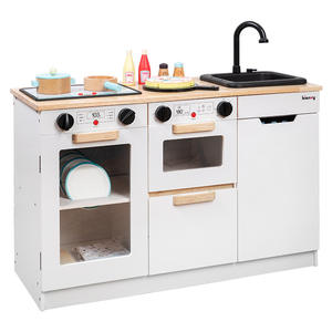 Conjunto de Brinquedos de Cozinha de Madeira Estilo Coreano com Mini Frigorífico Fogão Panelas Brincadeira de Faz de Conta Decoração de Casa para Diversão de Role Play Infantil - Product Image 6