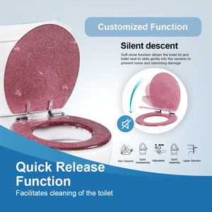 Ecologisch verantwoorde, op maat gemaakte, roze glitter, gegoten houten toiletbril, ronde toiletbrilhoes, vervanging voor meisjesbadkamer - Product Image 3