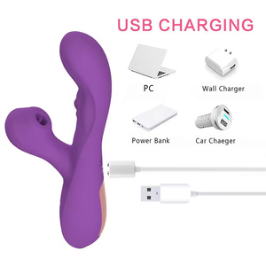 Vibrateur triple G-Spot, stimulateur clitoridien et des mamelons, 3 en 1, avec fonctions de fouet et de succion, rechargeable par USB. - Product Image 5