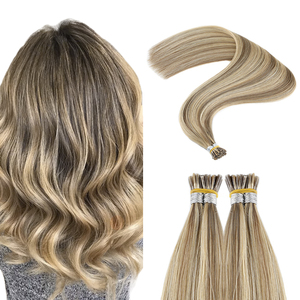 Extensions de cheveux invisibles I-Tip en cheveux humains vierges Remy chinois K.SWIGS, couleur personnalisée, pointe plate, qualité supérieure, 6-7 mois - Product Image 1