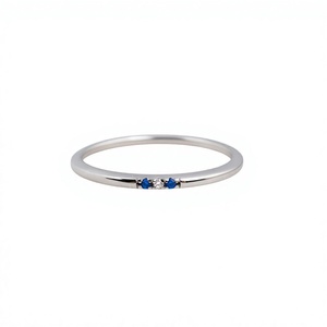 Minimalist <b>925</b> <b>Silver</b> <b>Ring</b> With Sapphire Gemstones Channel Setting Unisex Everyday Wear Stackable Design - Product Image 1