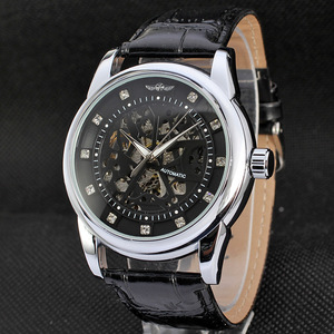 Montre mécanique automatique Victory Skeleton, cadran rond de 30 mm, cristal saphir, bracelet en cuir, montre pour homme - Product Image 5