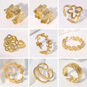 Favorite Cute Flower Connection Stainless Steel Open <strong>Rings</strong> for Teenage Girls - Product Image 5