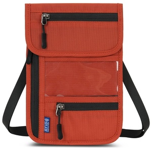 Portefeuille multifonction antivol fin, pochette de voyage dissimulée pour le cou, étui pour passeport, porte-cartes, porte-carte d'identité solide, fermeture éclair en nylon B0018 - Product Image 1