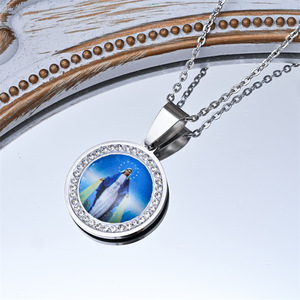 Collar con Colgante de San José, Jesús, <span class=keywords><strong>Padre</strong></span> Santo, Virgen María, <span class=keywords><strong>Ángel</strong></span>, Cristiano, Católico, de Acero Inoxidable con Circonita Impermeable - Product Image 4