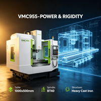 Centre d'usinage vertical CNC automatique VMC955, commande GSK, broche simple BT40 pour le traitement industriel des métaux