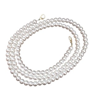 Bright Red Pearl <b>Chain</b> 8mm Beige Round <b>Beads</b> Gold Clasp For Bags <b>Phones</b> Luggage Crossbody Decorative Style - Product Image 1