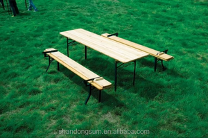 उच्च गुणवत्ता वाले आउटडोर पिकनिक टेबल और कुर्सी बिस्ट्रो तह लकड़ी की मेज और ठोस लकड़ी मजबूत लोड-असर के साथ कुर्सी - Product Image 3