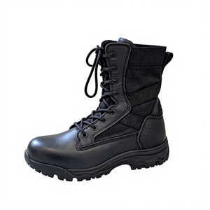 DSF945 <b>Black</b> Leather Tactical <b>Boots</b> <b>Waterproof</b> Outdoor Duty Shoes All Season Heavy Duty Hiking Training Footwear - Product Image 6