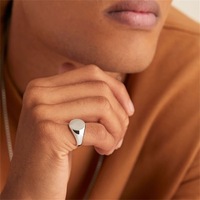 Edelstahl Abgerundeter Blanko-Siegelring Gebogener Schaft Glatte Oberfläche Individuell Gravierbarer Minimalistischer Unisex-Fingerring