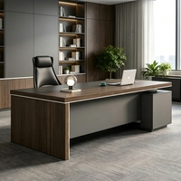 Ensemble de bureau de direction avec chaise - Design minimaliste moderne en bois, tiroirs, armoires latérales verrouillables, bibliothèque pour usage commercial