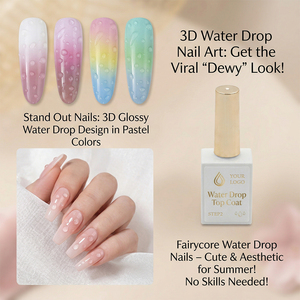 Top Coat <span class=keywords><strong>Effet</strong></span> Goutte d'Eau 3D Sans TPO Ni HEMA Conforme aux Normes UE et UK – Gel UV Transparent Sans Essuyage pour Nail Art <span class=keywords><strong>Effet</strong></span> Goutte de Rosée – Vente en Gros - Product Image 4