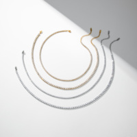 YF3356 Fashion Jewelry Full Cubic Zirconia Necklaces 18K Gold Plated Stainless Steel 5A Zircon Tennis Chain Clavicle Necklace
