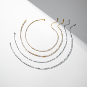 YF3356 Gioielli alla Moda, Collane con Zirconia Cubica, Placcate in <span class=keywords><strong>Oro</strong></span> 18K, Acciaio Inossidabile, Zirconi 5A, Collana Tennis, Collana da Clavicola - Product Image 6