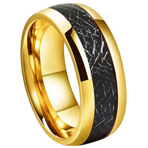 CHENG JEWELERS Bijoux pour hommes, alliances en carbure de tungstène avec incrustation de fibre de carbone <span class=keywords><strong>noire</strong></span> de 8 mm, or 18 carats - Product Image 6