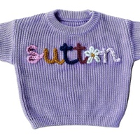 Logo personnalisé gros pull pour bébé tricoté à la main brodé lettre bébé vêtements nouveau-né enfant en bas âge garçon vêtements pull pour bébé