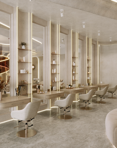 Mostrador de exhibición de salón de color blanco lechoso con iluminación LED Diseño artístico Personalizable Piedra superior Luz cálida Respetuoso con el medio ambiente - Product Image 1