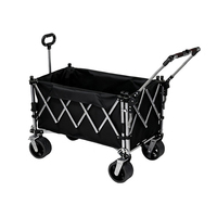 Chariot de camping pliable télescopique haut de gamme en acier au carbone avec poignée, en tissu Oxford 600D, pour pique-nique extérieur, remorque de stand, capacité 200 kg