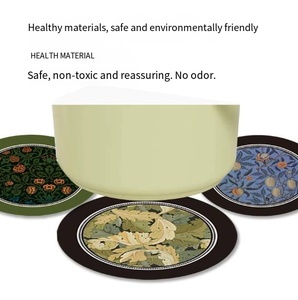 Custom Record <b>Vinyl</b> Drink <b>Coasters</b> PU Leather Cup Mat Oriental Design Vintage 5mm Thick Round 220mm Diameter - Product Image 6