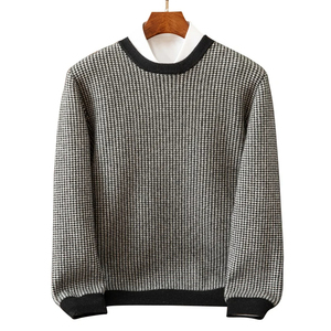 Suéter Cárdigan de Punto Transpirable con Cuello Redondo y Diseño de Parches para Hombre, Estilo Invernal, 100% Lana, Estilo para Parejas - Product Image 4
