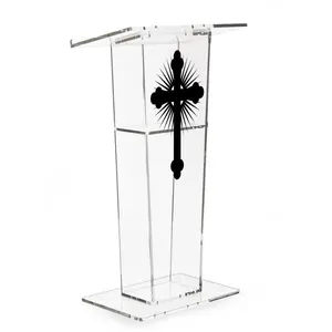 Lectern Podium Bespoke Artwork Printed Clear Acrylic Modern Contemporary Commercial Furniture Young Student School Bag ROHS