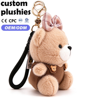 Porte-clés en peluche Ours brun en gros, adorable breloque de sac en peluche avec nœud, pendentif doux en peluche, cadeau pour filles
