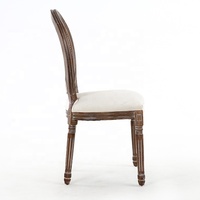 Chaises de salle à manger Anji Kasei traditionnelles et élégantes en bois de caoutchouc et lin, dossier rond, rotin simple, pour la maison, le bureau et le bar à domicile