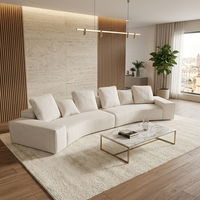 Ensemble de canapés sectionnels minimalistes haut de gamme italiens en tissu de lin capitonné pour salon avec coussins en plumes