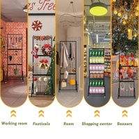 Support d'affichage pliable sur roulettes en grille métallique mobile pour décorations de mariage, Noël et anniversaire