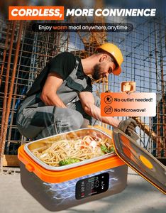 Boîte à lunch électrique portable améliorée 2025, 8000 mAh, rechargeable, sans eau, pour le camping, avec fonction de conservation de la chaleur - Product Image 2