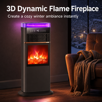 Chauffage portable autonome avec atomisation 3D, ventilateur de cheminée à flammes simulées, humidification à vapeur, commande vocale et télécommande