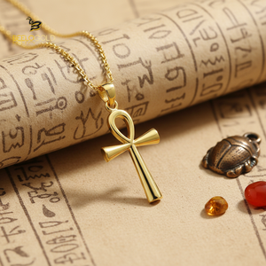 14K Solid Gold <b>Ankh</b> Cross Necklace Religious <b>Pendant</b> Protection Charm Ancient Egypt <b>Pendant</b> - Product Image 3
