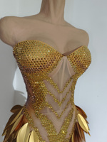 Novance Y5639 Vente en gros de vêtements de luxe, robes sans bretelles avec applications de paillettes dorées, robes de soirée pour femmes, vêtements de club d'été pour anniversaire