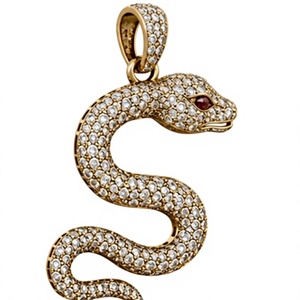 ORELIA LUXE Custom Iced Out Moissanite Letter Pendant <b>Copper</b> Round Brilliant Cut Gold Plated Snake <b>Chain</b> Hip Hop Men's Jewelry - Product Image 4