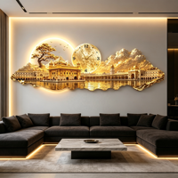 Horloge murale LED en porcelaine de cristal du Temple d'Or Sikh, silencieuse, à quartz, décoration murale artistique pour salon, chambre, hôtel, maison